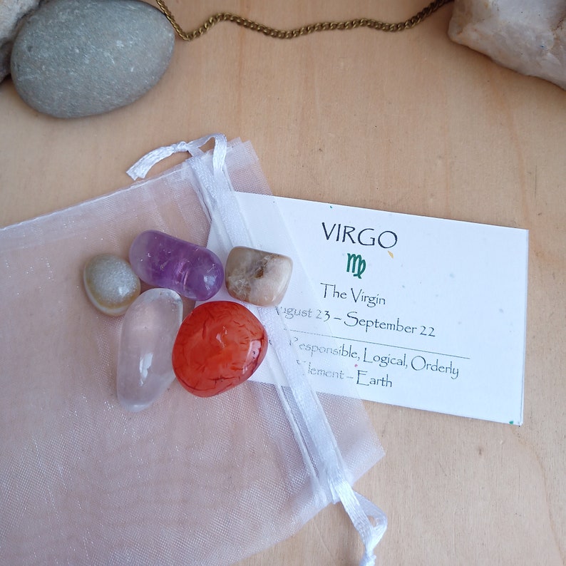 Virgo Zodiac Astrology Crystal Set Amethyst Clear Quartz Etsy