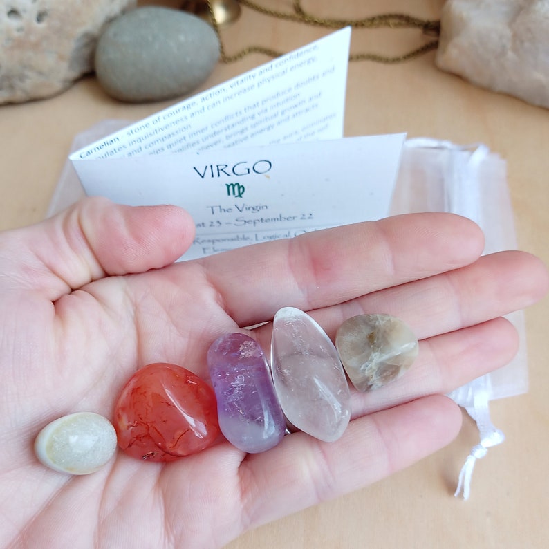 Virgo Zodiac Astrology Crystal Set Amethyst Clear Quartz Etsy