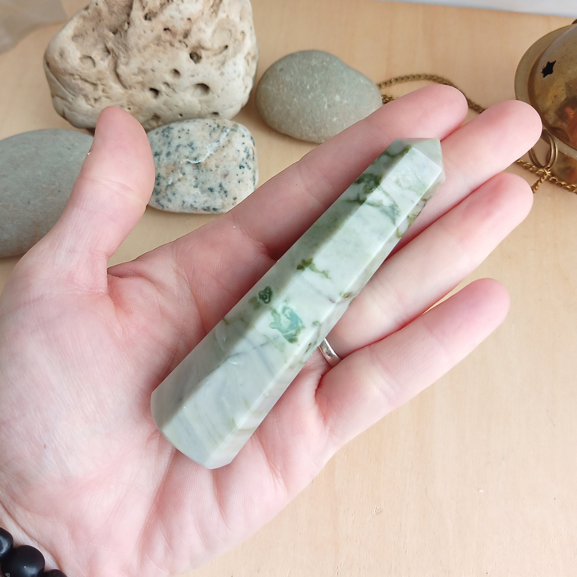 Serpentine Crystal Point Obelisk Green Serpentine Crystal for | Etsy