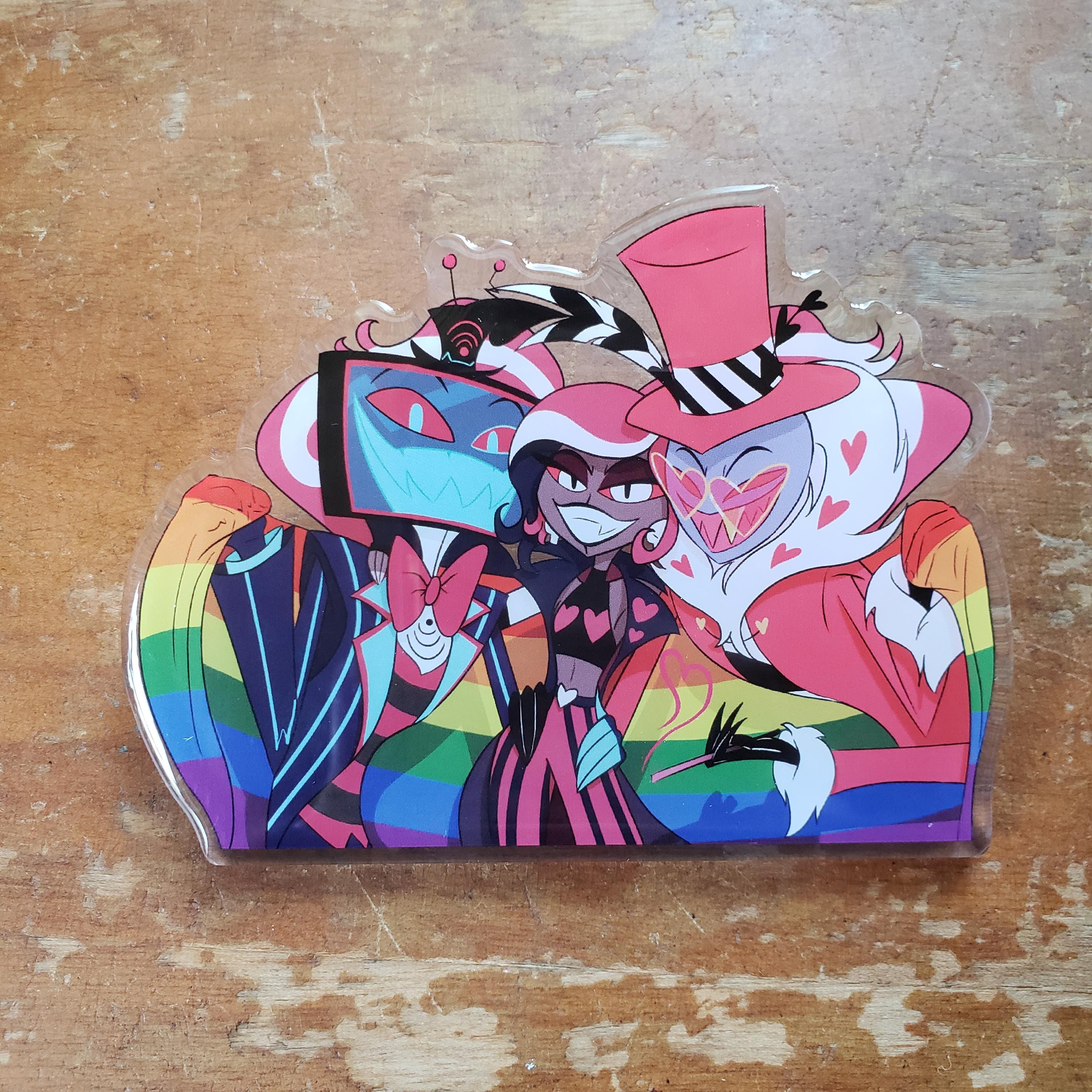 Hazbin Hotel Three Vees Pride Month Acrylic Charms/pins - Etsy