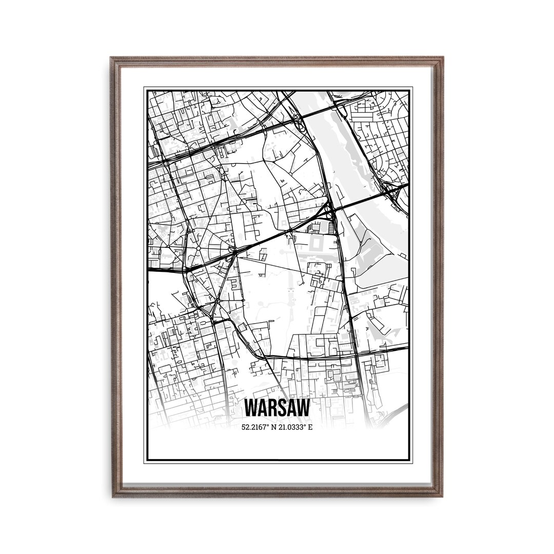 Warsaw Poland Map Printable Map Digital Wall Art Printable - Etsy