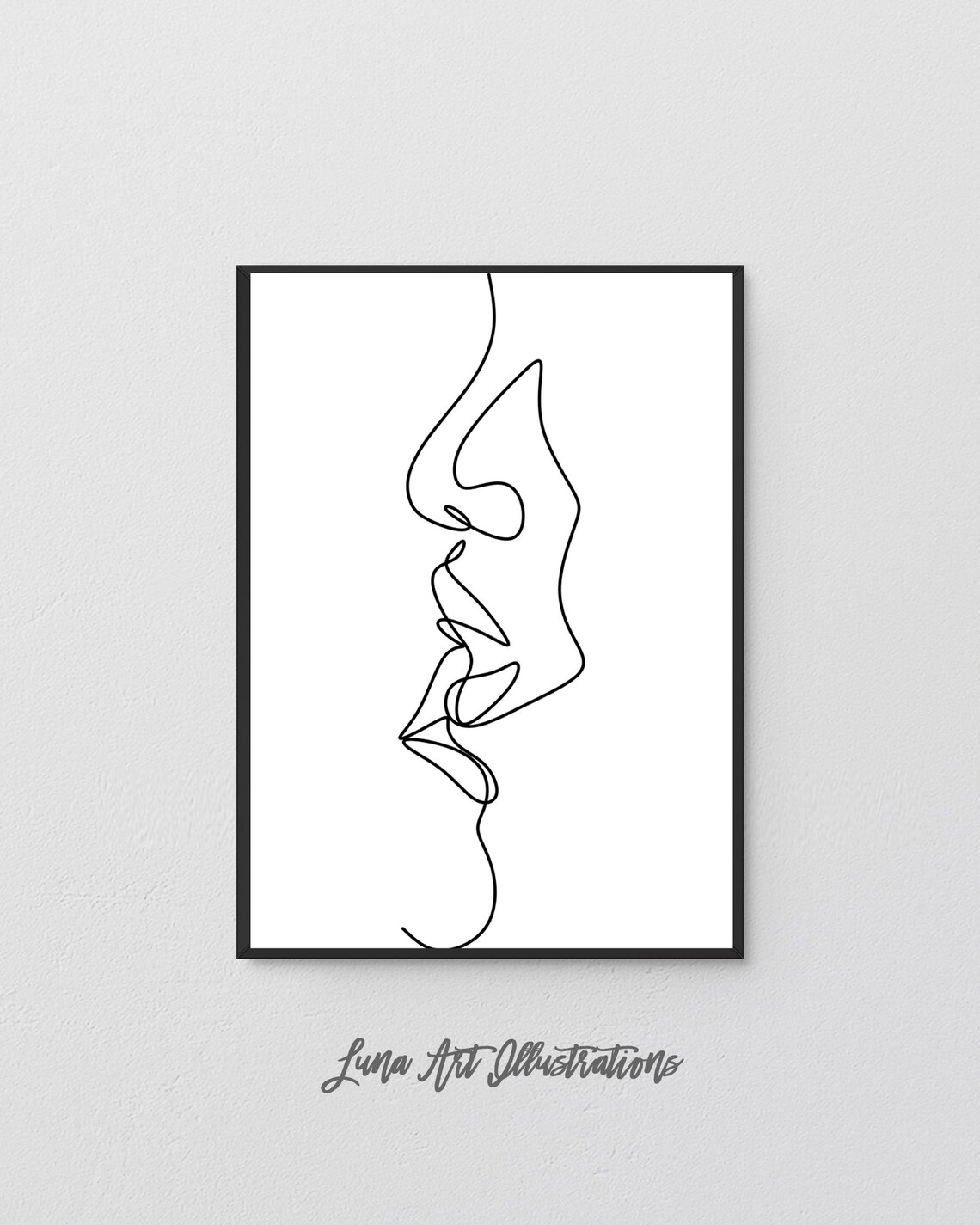Abstract Love Line Art Couple Kiss Wall Art Line Drawing Etsy Canada