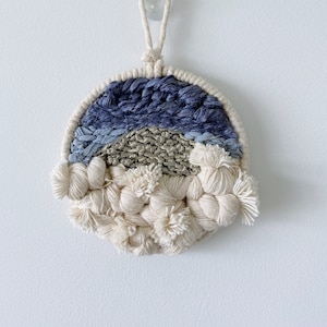 Blue Sunrise Wall Hanging Blue and Neutral Fibre Art image 1