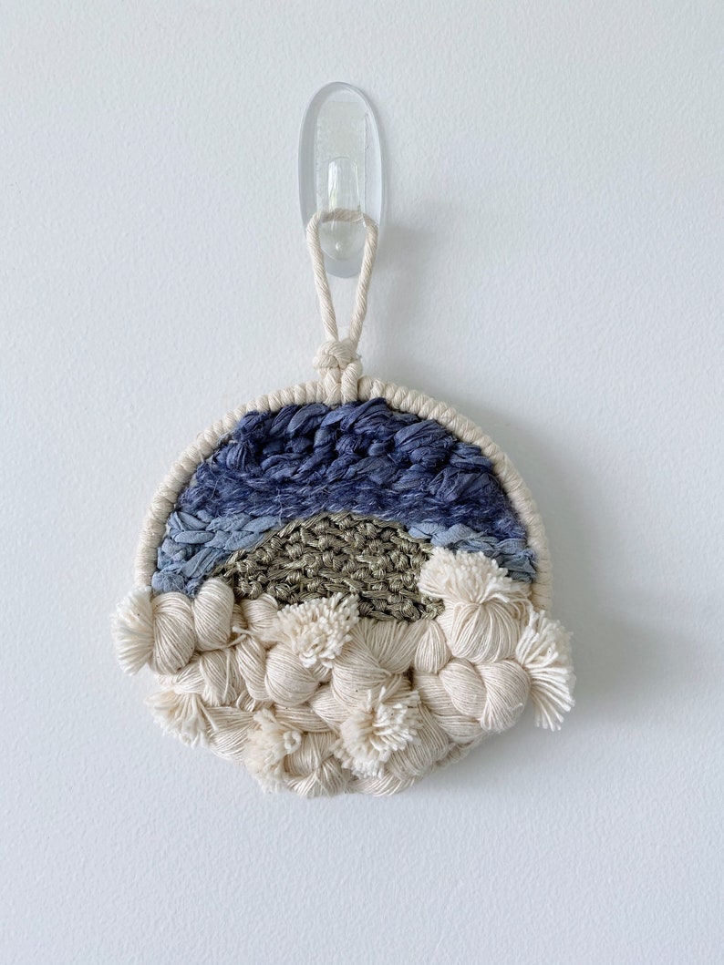 Blue Sunrise Wall Hanging Blue and Neutral Fibre Art image 1