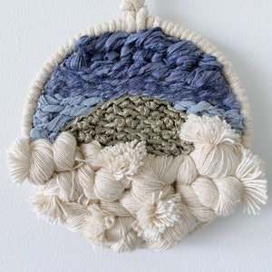 Blue Sunrise Wall Hanging Blue and Neutral Fibre Art image 2