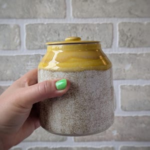 Pottery Jar | Yellow and white speckle canister  | Handmade ceramic jar