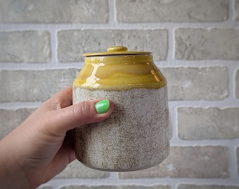 Pottery Jar | Yellow and white speckle canister  | Handmade ceramic jar