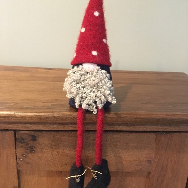 Wool felted gnome shelf decoration handmade