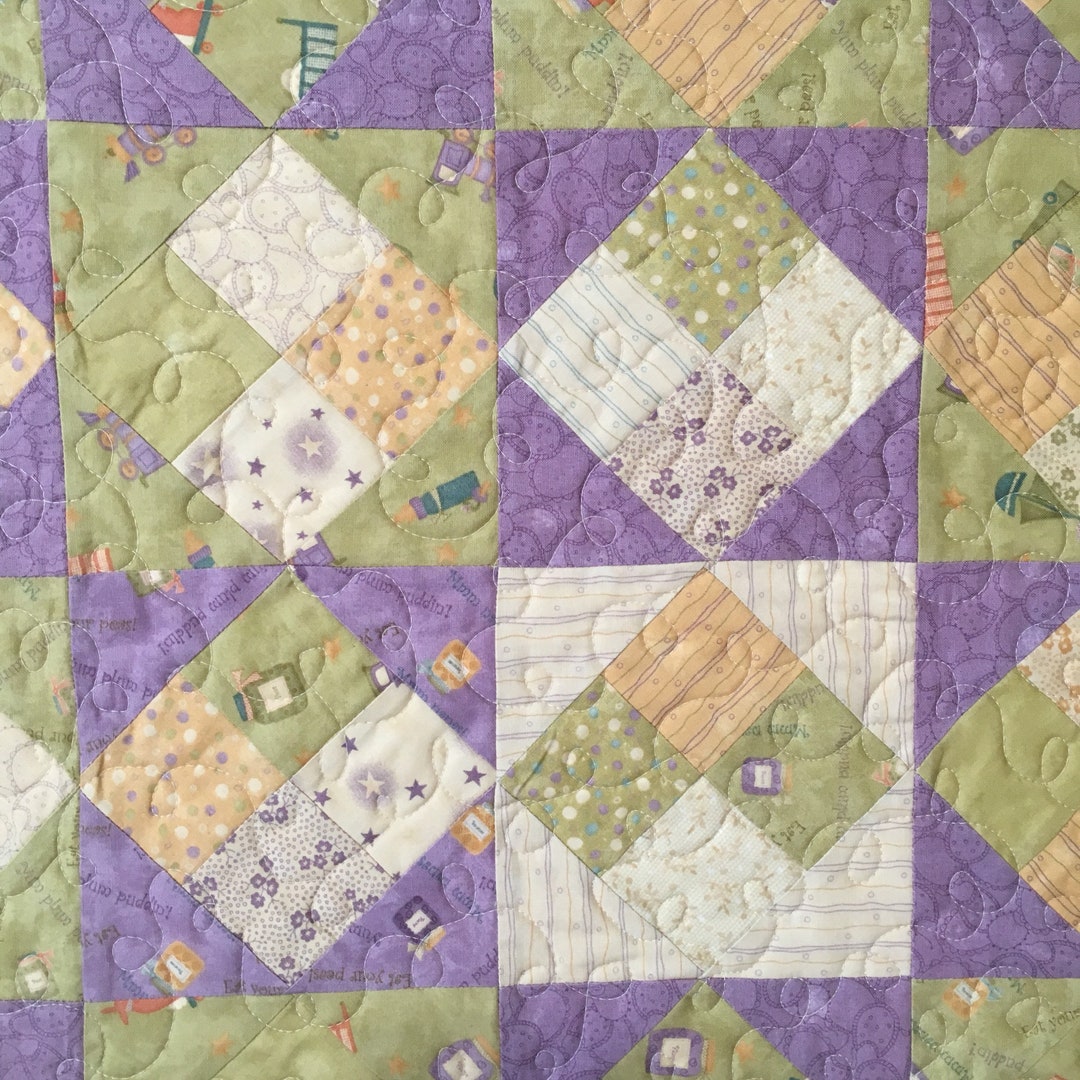 Purple and Green Baby Quilt With Matching Doll Quilt for Big Sister Etsy