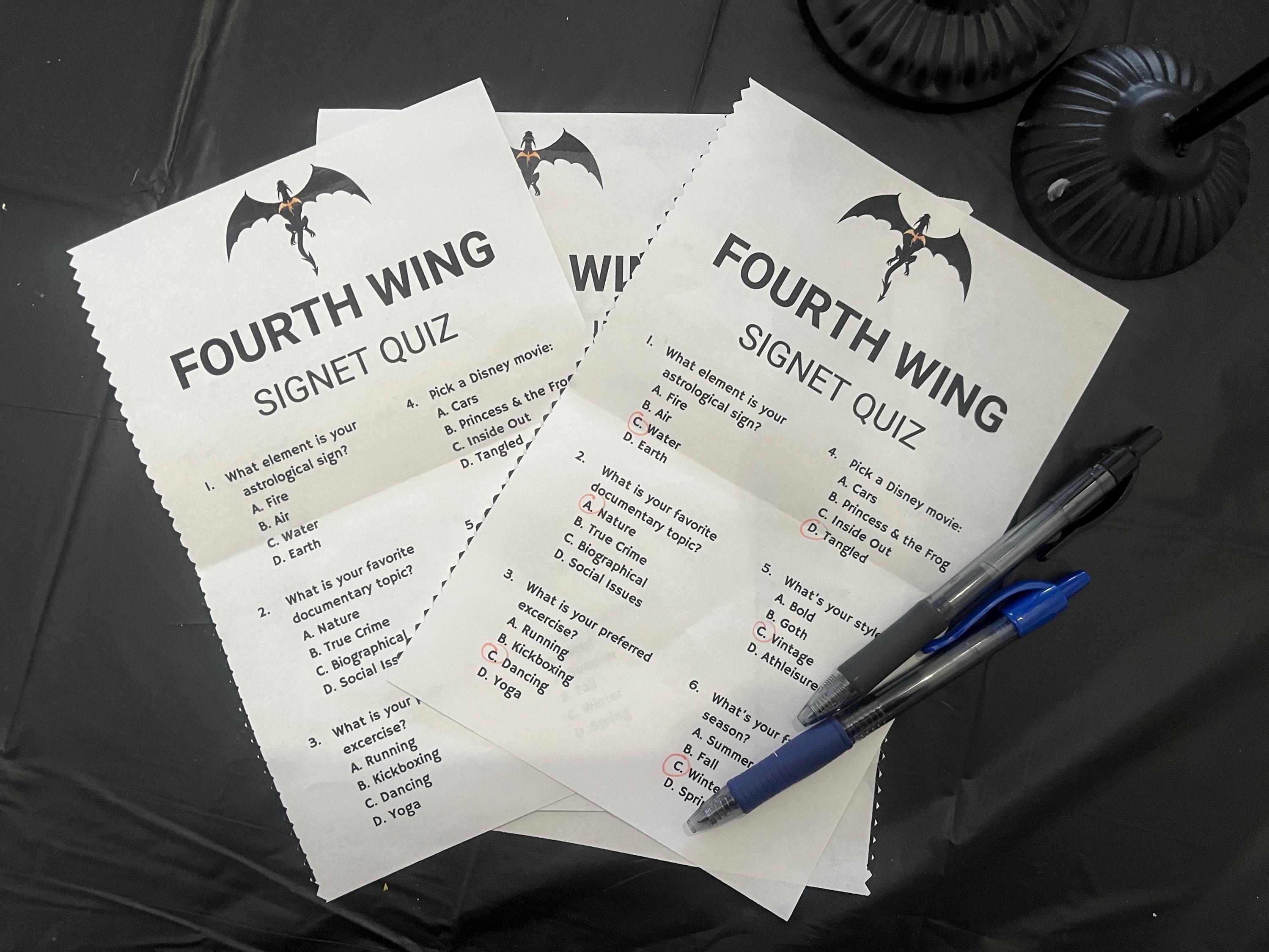 Fourth Wing Signet Quiz Printable
