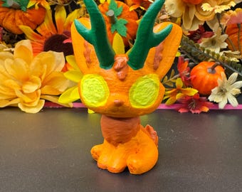 Halloween Jack O Lantern Jackalope Pumpkin Cryptid Figure Adopt