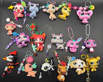 Littlest Pet Shop | LPS Inspired | Handmade Upcycled Keychains | Cute | Animals | Puppy | Kitty | Deer | Capybara | Axolotl | Penguin