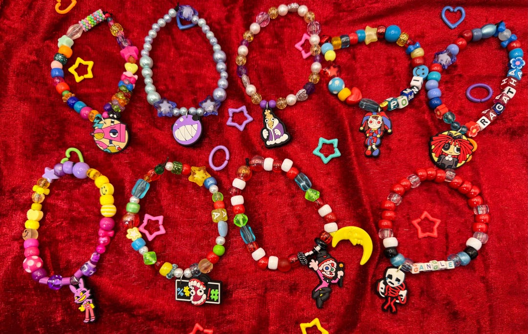 TADC Charm Kandi Bracelets Clowncore Pomni Ragatha Jax tadc-charm-kandi-bracelets-clowncore-pomni-ragatha-jax