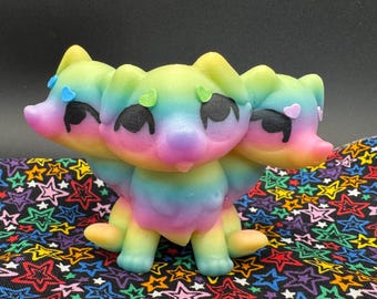 Rainbow Glow In The Dark Cerberus Dog Figure Adopt