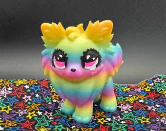 Rainbow Glow In The Dark Pomeranian Dog Figure Adopt