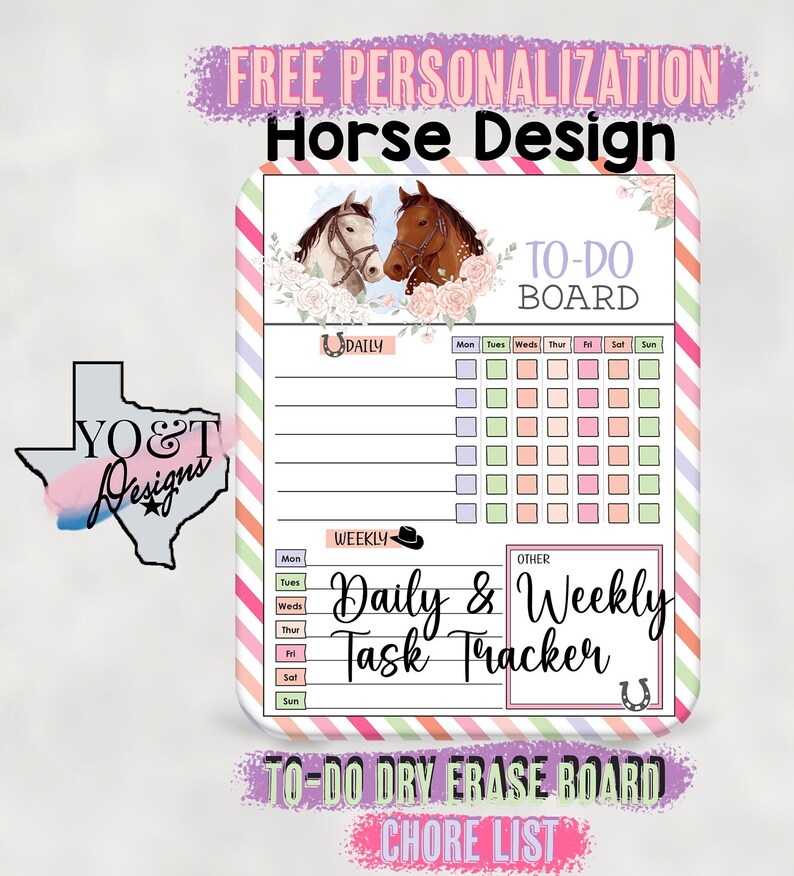 Personalized Todo List Horses Chore Chart for Kids Editable Etsy