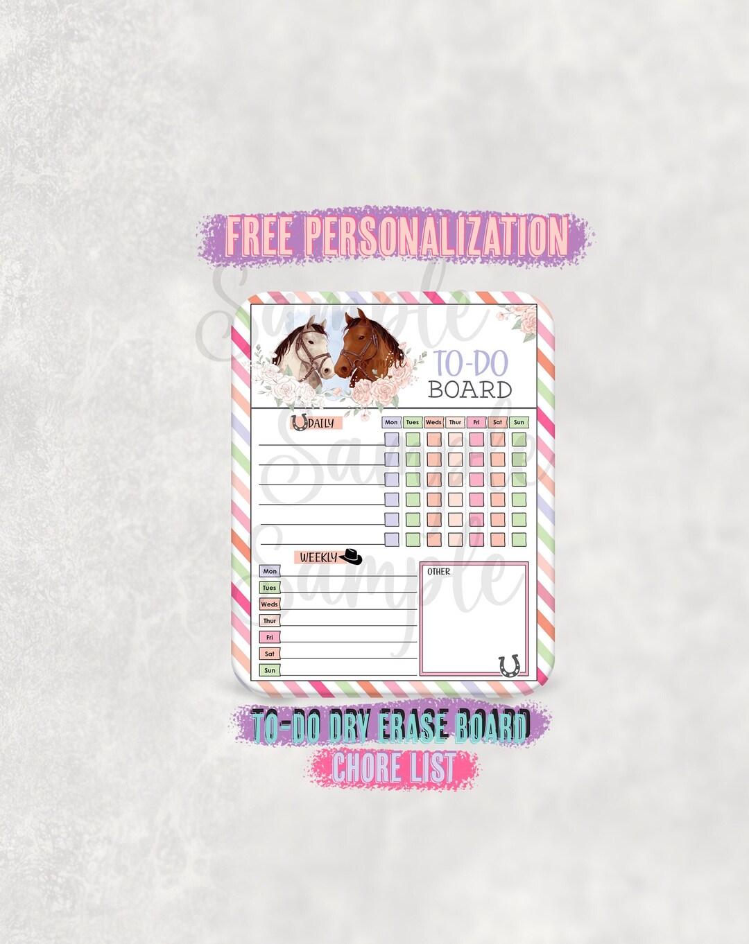 Personalized Todo List Horses Chore Chart for Kids Editable Etsy