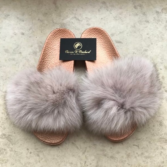 mink fur sliders