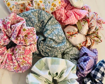 Handmade cotton Hair Scrunchie, Fabric Hair Tie, Bridesmaid Accessories