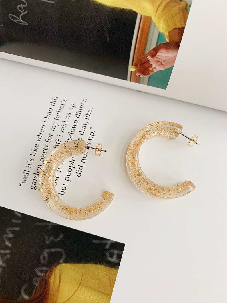 Lucite Hoop Earrings Geometric Earrings Statement Earrings Minimal Earrings Dangle Earrings Clear Hoop Earrings