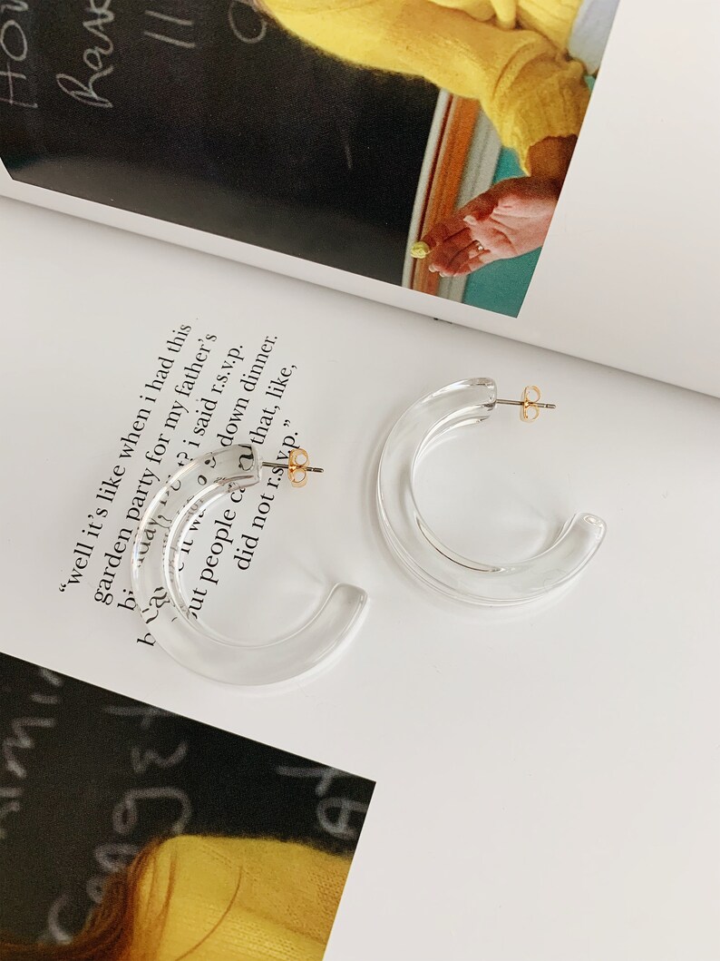 Lucite Hoop Earrings Geometric Earrings Statement Earrings Minimal Earrings Dangle Earrings Clear Hoop Earrings