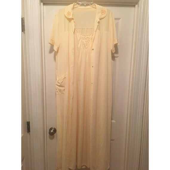 Peignoir Set Buttery Yellow Robe and Gown Geometri
