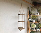 Tiered plant stand - floating wood shelves - ladder shelf - hanging shelves - strong and durable plant shelf