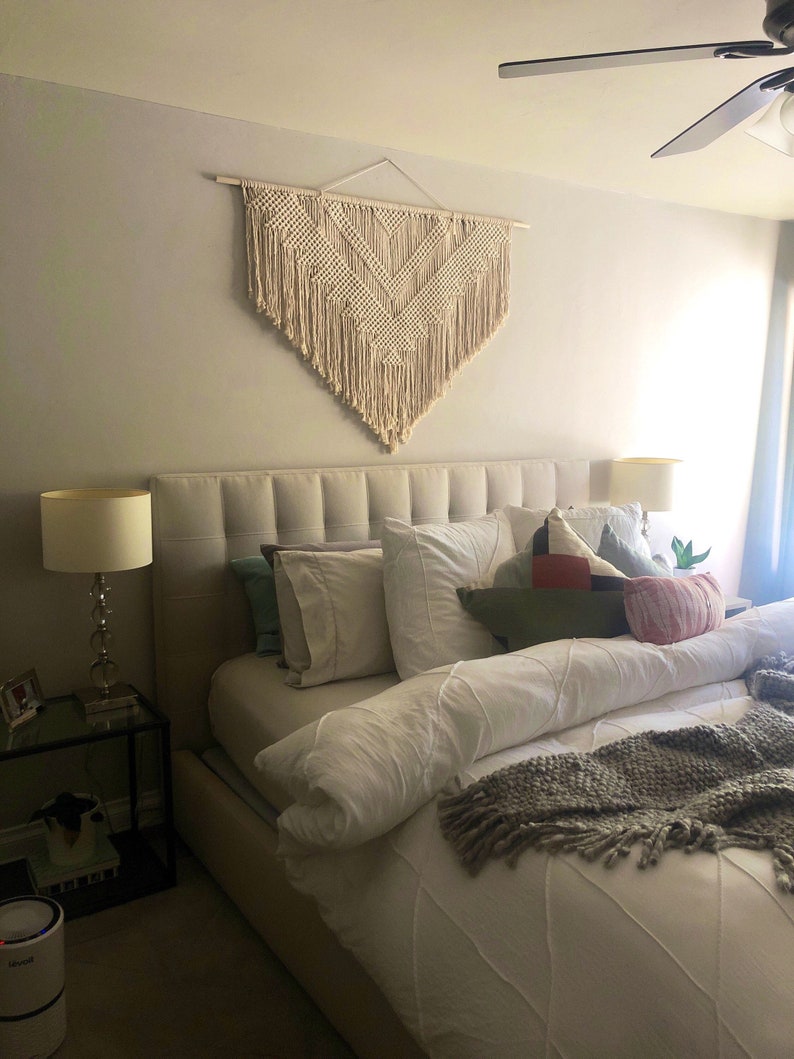 Large macrame wall hanging above bed decor boho bedroom wall Etsy