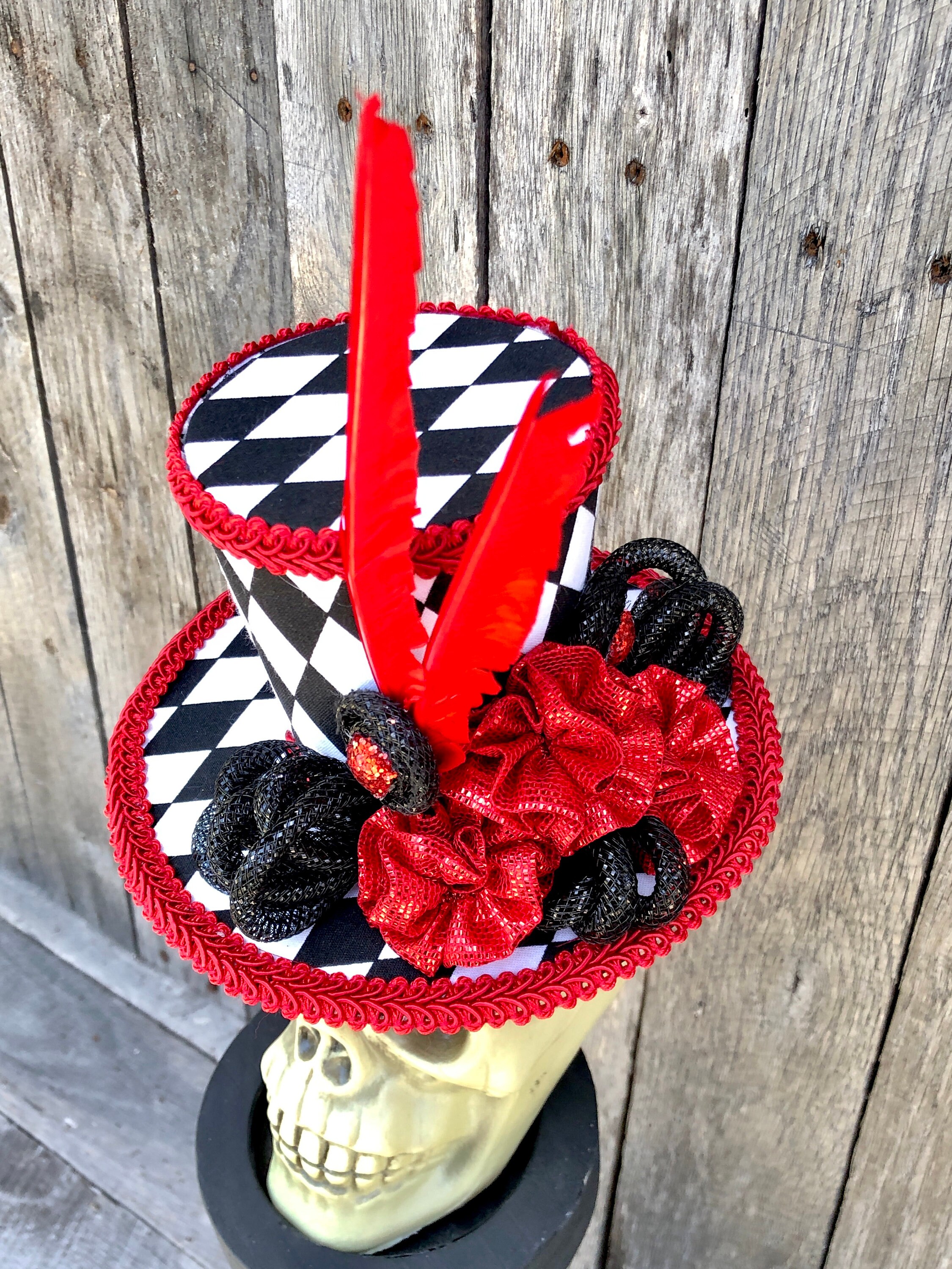 Mini Top Hat Halloween Hat Skeleton Top Hat Fascinator Etsy