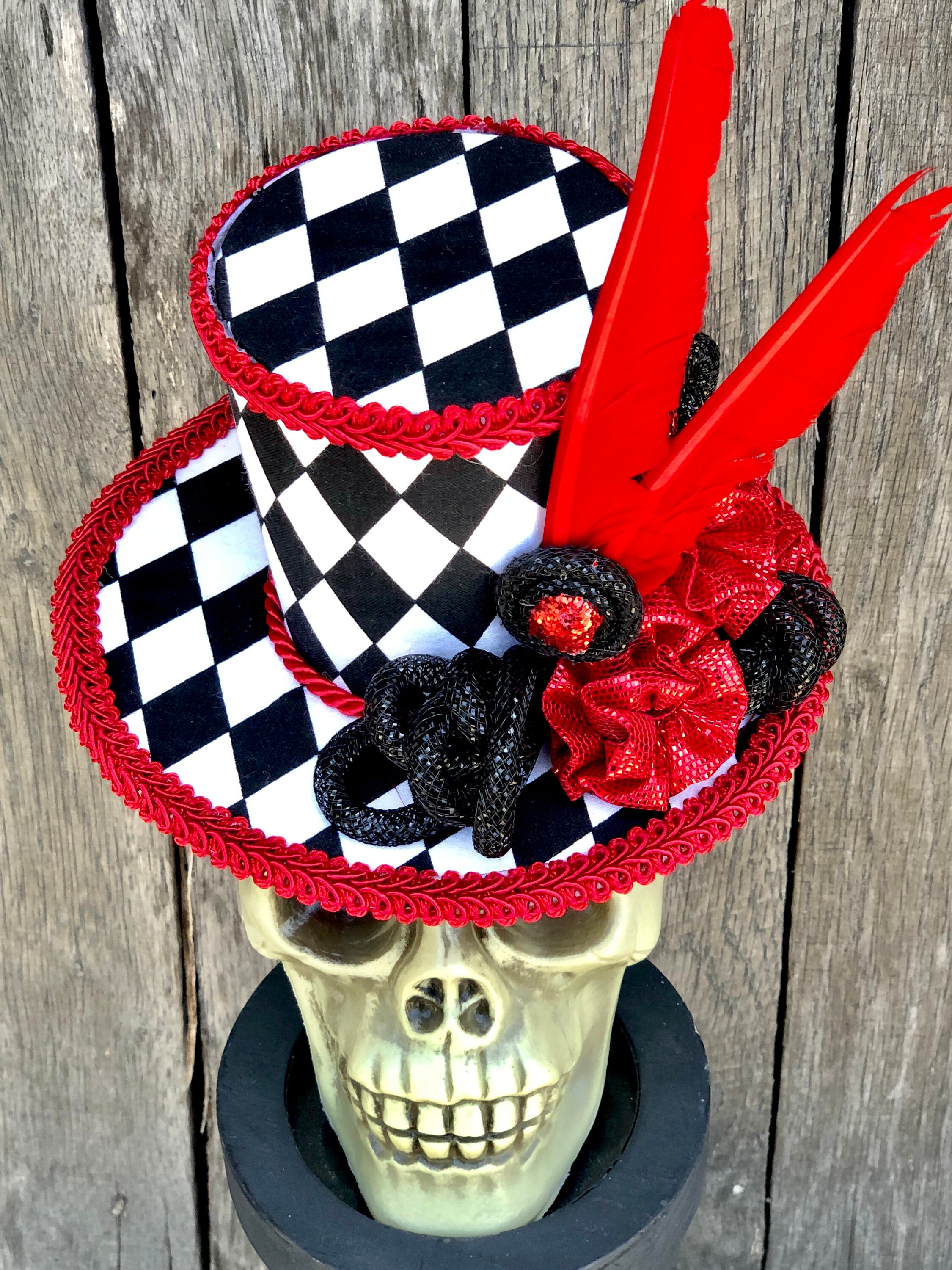 Mini Top Hat Halloween Hat Skeleton Top Hat Fascinator Etsy