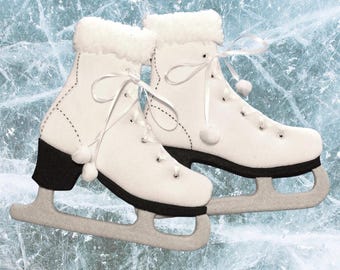 Ice Skates Wreath Attachment, Faux Ice Skate Design, Handmade Wreath Decor, Winter Decoration, Holiday Design, Custom Design, Skate Replicas