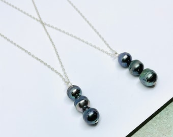 Triple Tahitian Pearl Necklace (Sterling Silver)