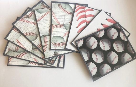 Baseball themed Handmade Cards| 9 Blank Greeting Cards| Opening Day Birthday Kid birthday | Budget Friendly