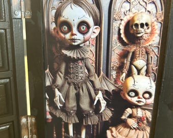 Vintage Gothic Jewelry box Creepy Dolls  Haunted Dollhouse themed upcycled music box Love Story