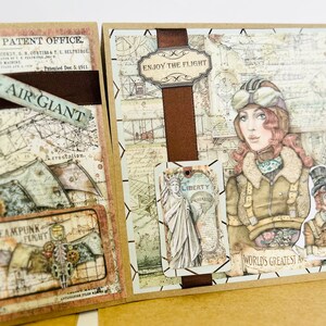 Steampunk Pilot Grußkarten 2er Set Geburtstag Freundschaft Danke handgefertigte Karte Stamperia