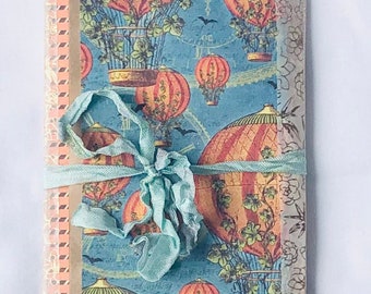 Steam Punk Hot Air Ballon Halloween Junk Journal | Lunch Bag Mini Journal Halloween Trifold Junk Journal Black Cat