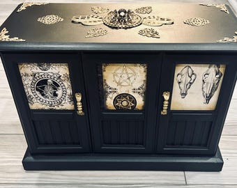 Vintage Gothic Spider Witch Jewelry box Dark Arts themed upcycled music box