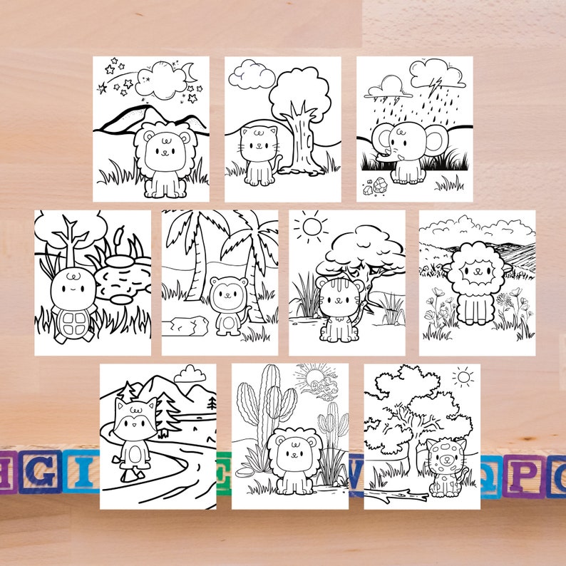 Kids Printable Coloring Book - Etsy