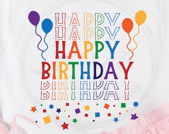 Rainbow Birthday SVG, Happy Birthday cut file