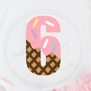 Sjätte födelsedag SVG, Glassfödelsedagssvg, 6 svg, 6-årsdagssvg, Glass 6 svg, Pastell sex svg, Pastell födelsedagssvg, Pastellglass
