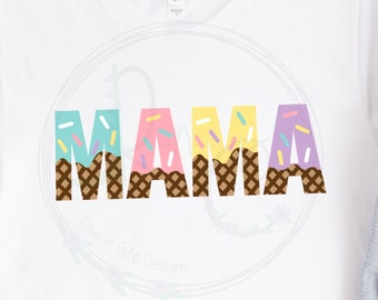 Mamá pastel helado SVG, cumpleaños de helado svg, mamá svg, mamá svg, mami svg, fiesta de helado svg, revelación de género svg