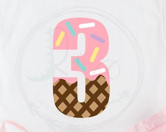 Third Birthday SVG, Ice Cream Birthday svg, Pastel Birthday svg, Ice Cream Party svg, 3rd Birthday svg, Birthday Girl svg, Birthday Download