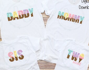 Mommy Pastel Ice Cream SVG, Daddy Pastel Ice Cream SVG, Sis Ice Cream svg, 2 svg, Ice Cream Birthday svg, Two Sweet svg, Ice Cream Party svg