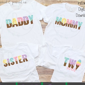 Mommy Pastel Ice Cream SVG, Daddy Pastel Ice Cream SVG, Sister Ice Cream svg, Two Sweet svg, Ice Cream Birthday svg, Ice Cream Party svg