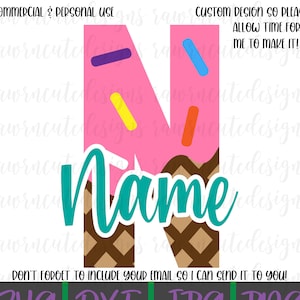 Archivo de corte de nombre de helado, diseño de helado personalizado, cumpleaños de helado, fiesta de helado svg, cumpleañera svg