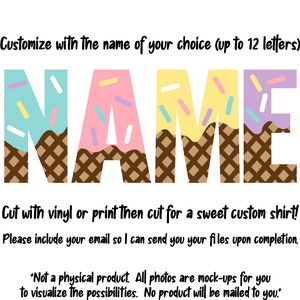 Pastel Ice Cream Personalized Name cut file, Custom design, Ice Cream Birthday svg, Birthday Girl svg, Custom Name svg