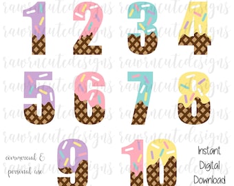 Ice Cream Numbers SVG, Ice Cream Birthday svg, Pastel Ice Cream svg, Ice Cream Party svg, 1st Birthday svg, 2nd Birthday svg, 3rd Birthday