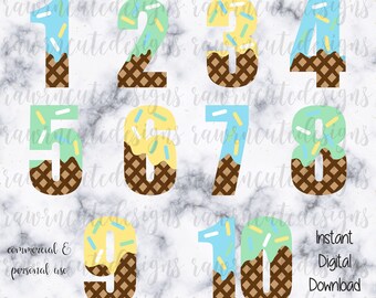 Ice Cream Numbers SVG, Ice Cream Birthday svg, Pastel Ice Cream svg, Ice Cream Party svg, 1st Birthday svg, 2nd Birthday svg, 3rd Birthday