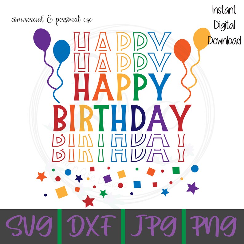 Download Rainbow Birthday SVG Happy Birthday cut file | Etsy