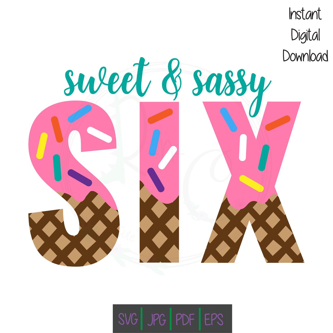 Download Sweet and Sassy Six SVG 6th Birthday svg Ice Cream ...